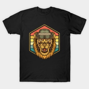 lion sunset wearing hat T-Shirt